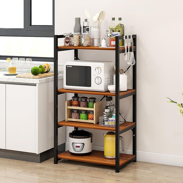 Kitchen Storage Shelf,Microwave Stand,Kitchen Storage Rack, Large Capacity, Does Not Take Up Space, Multi-Functional Floor-Standing Multi-Layer Storage Rack 48heigth 15depth width24 Blackwalnut