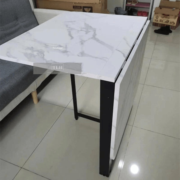 Premium Rotatable & Foldable Multipurpose Table – Marble Design Wooden Top – Powder-Coated