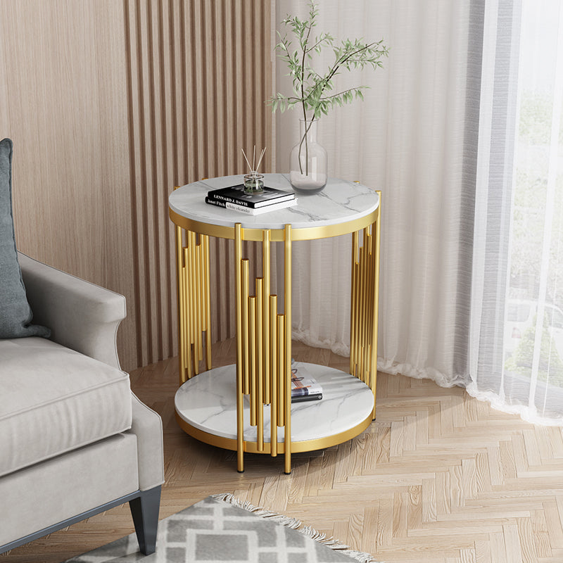 Marble Texture Design Desk Luxury Small Round Side Table Modern Home Furniture Metal Living Room Furniture Tables Coffee Tables for home
