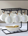 6 Hooks coffee cups rack in black,Metal Drying cups n saucer rack, Dining Table Stand Home and Kitchen Accessories