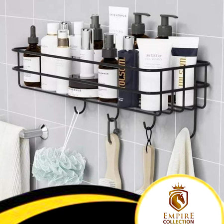 Bathroom Storage Hanging Shelf Wall Mounted With Hooks by Empire Collections