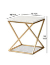 Gold Side Table, Metal Rectangle End Table Modern Sofa Side Table Gold Frame Bedroom Nightstand - White Small Accent Table for Living Room Home Décor