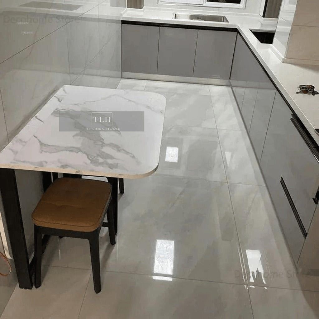 Premium Rotatable & Foldable Multipurpose Table – Marble Design Wooden Top – Powder-Coated