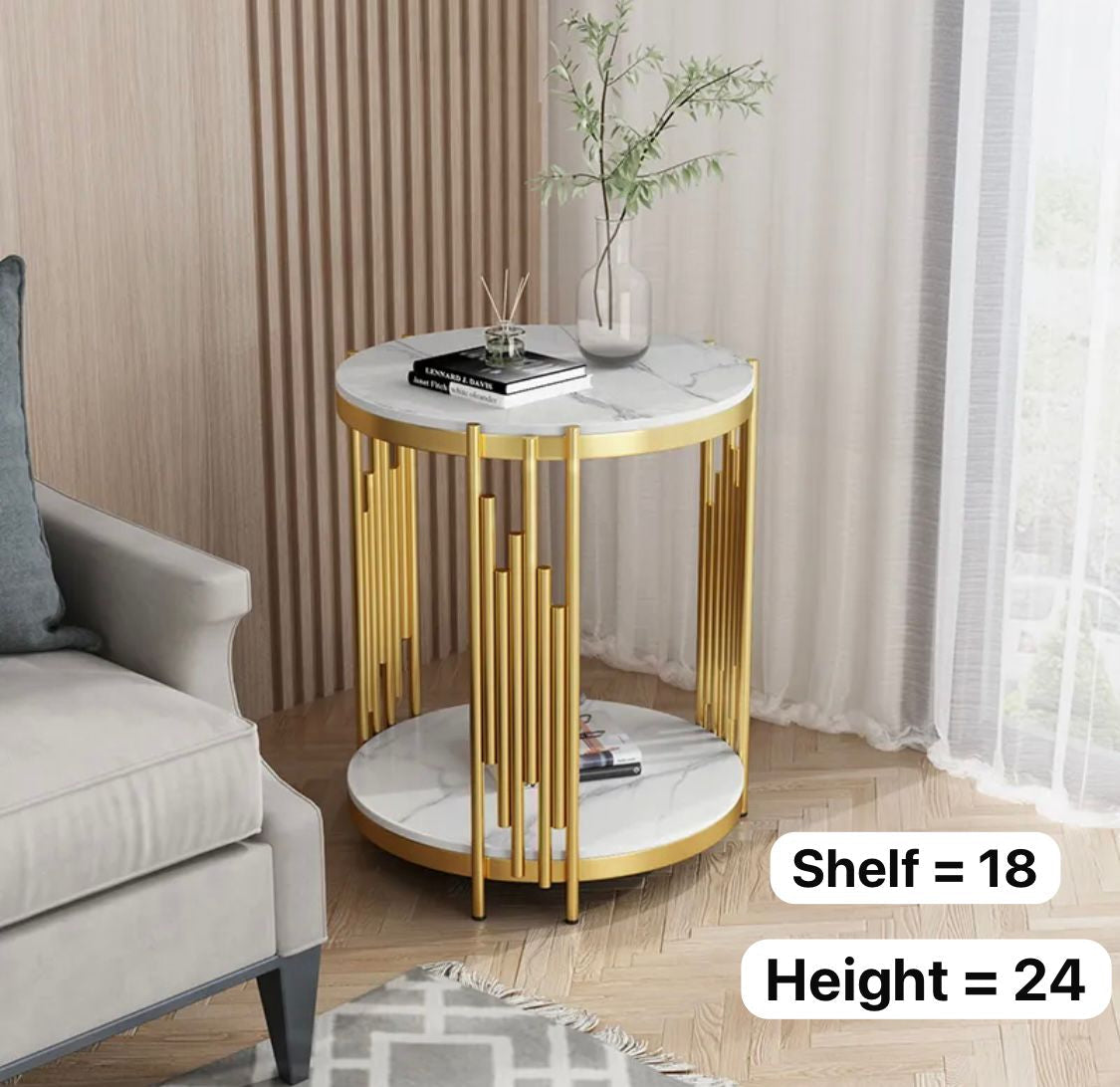 Marble Texture Design Desk Luxury Small Round Side Table Modern Home Furniture Metal Living Room Furniture Tables Coffee Tables for home