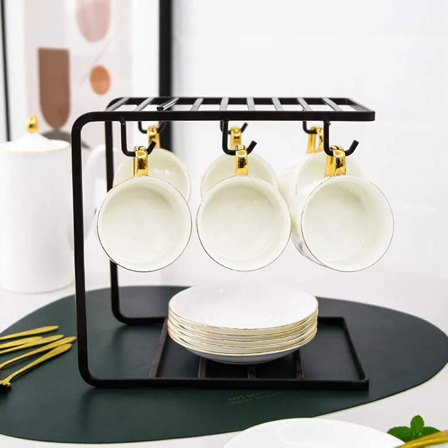 6 Hooks coffee cups rack | Drying cups And saucer rack, For Dining Table