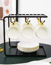 6 Hooks coffee cups rack in black,Metal Drying cups n saucer rack, Dining Table Stand Home and Kitchen Accessories