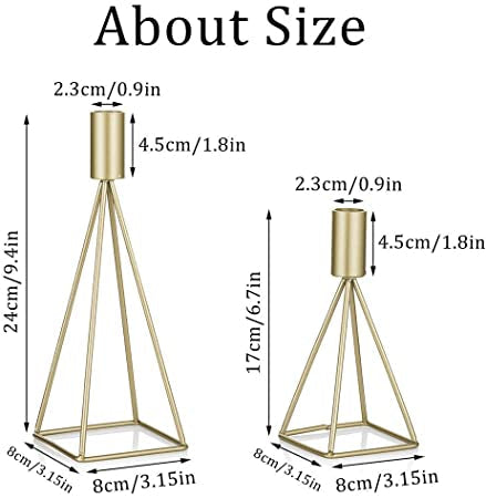 Elegant Geometric Wire Taper Candle Holders Candlestick Holder Set of 2, Modern Minimalist Decorative Centerpiece for Fireplace Mantel Coffee Tabletop Counter, Gold Finish which Enhance the Look Made By EMPIRE COLLECTION
