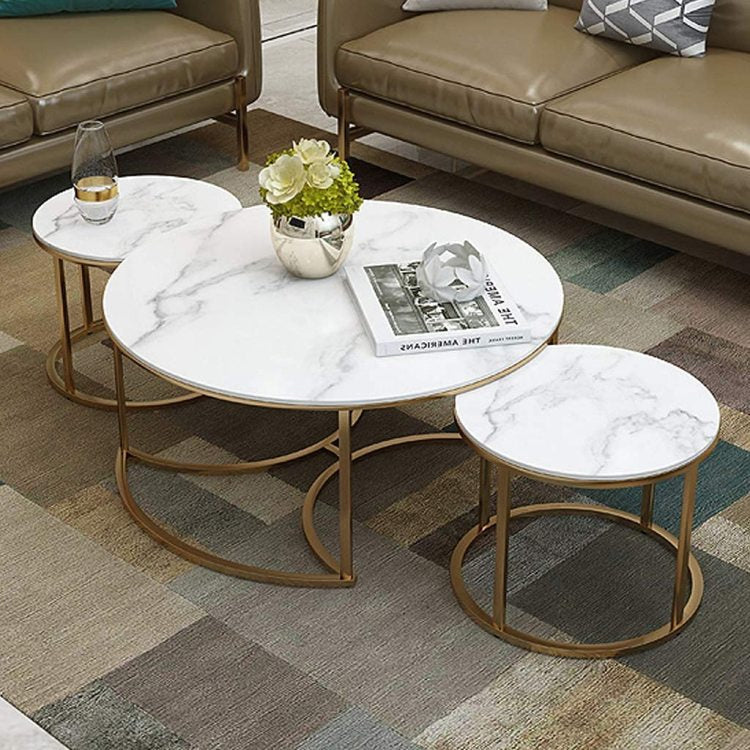 Center table (Set Of 3) for drawing room Nesting Coffee Table Cocktail Tables With iron Base and MDF High Gloss Top