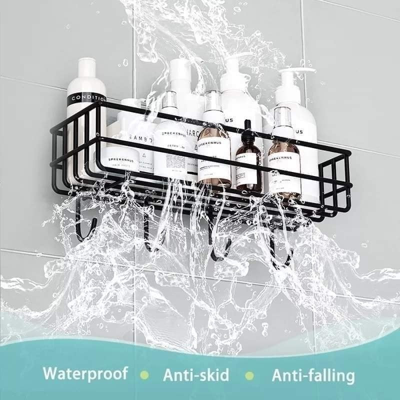 Bathroom Storage Hanging Shelf Wall Mounted With Hooks by Empire Collections