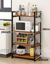 Kitchen Storage Shelf,Microwave Stand,Kitchen Storage Rack, Large Capacity, Does Not Take Up Space, Multi-Functional Floor-Standing Multi-Layer Storage Rack 48heigth 15depth width24 Blackwalnut