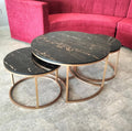 Center table (Set Of 3) for drawing room Nesting Coffee Table Cocktail Tables With iron Base and MDF High Gloss Top