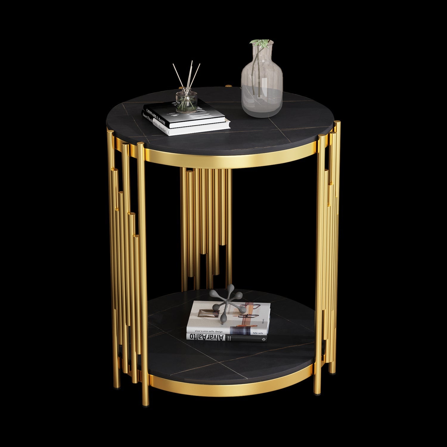 Marble Texture Design Desk Luxury Small Round Side Table Modern Home Furniture Metal Living Room Furniture Tables Coffee Tables for home