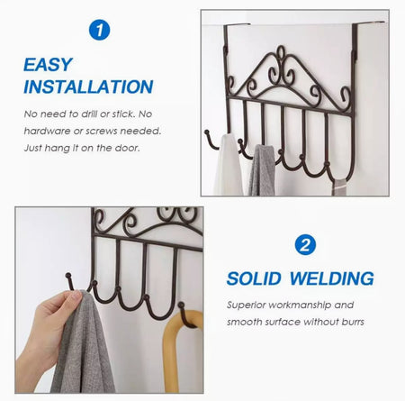 Over the Door Towel Hook Organizer – Heavy-Duty Hanging Storage Rack for Hats, Coats, Scarves, Bags & Clothes | Space Saving Door Hanger for Bedroom, Bathroom & Closet – Empire Collection