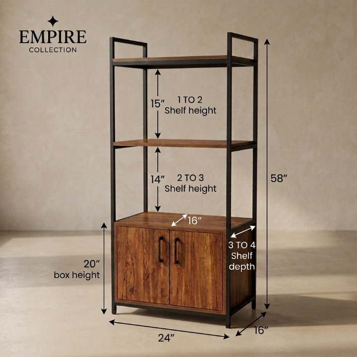 Premium Wooden Storage Rack with Cabinet | Modern Multi-Purpose Display Shelf