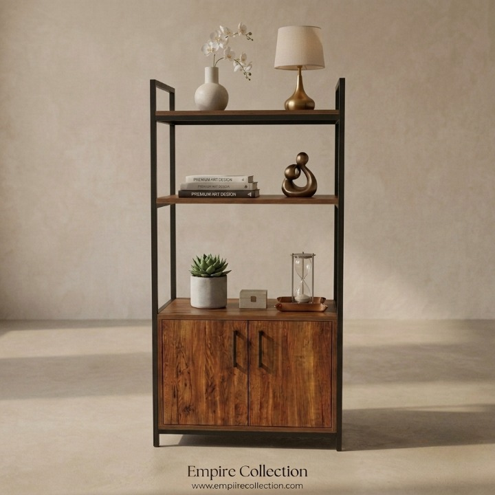 Premium Wooden Storage Rack with Cabinet | Modern Multi-Purpose Display Shelf