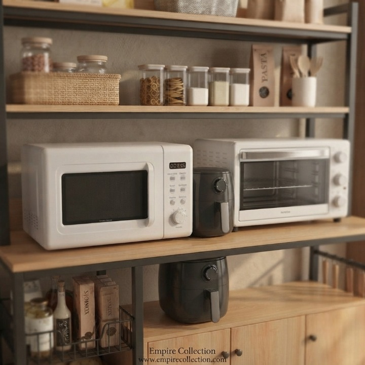 Modern Kitchen Storage Rack with Cabinet & Microwave Stand | Space-Saving Organizer