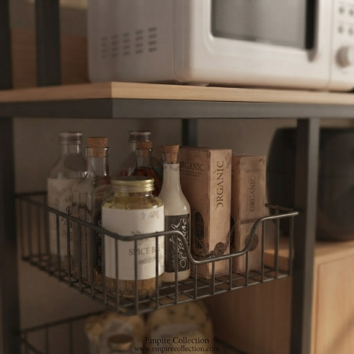 Modern Kitchen Storage Rack with Cabinet & Microwave Stand | Space-Saving Organizer