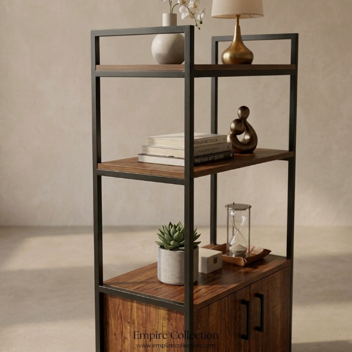 Premium Wooden Storage Rack with Cabinet | Modern Multi-Purpose Display Shelf
