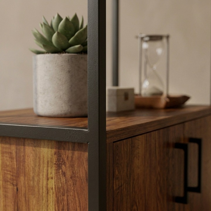 Premium Wooden Storage Rack with Cabinet | Modern Multi-Purpose Display Shelf