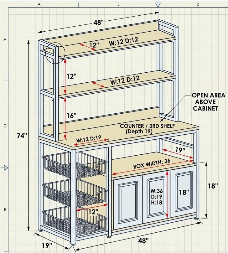 Modern Kitchen Storage Rack with Cabinet & Microwave Stand | Space-Saving Organizer